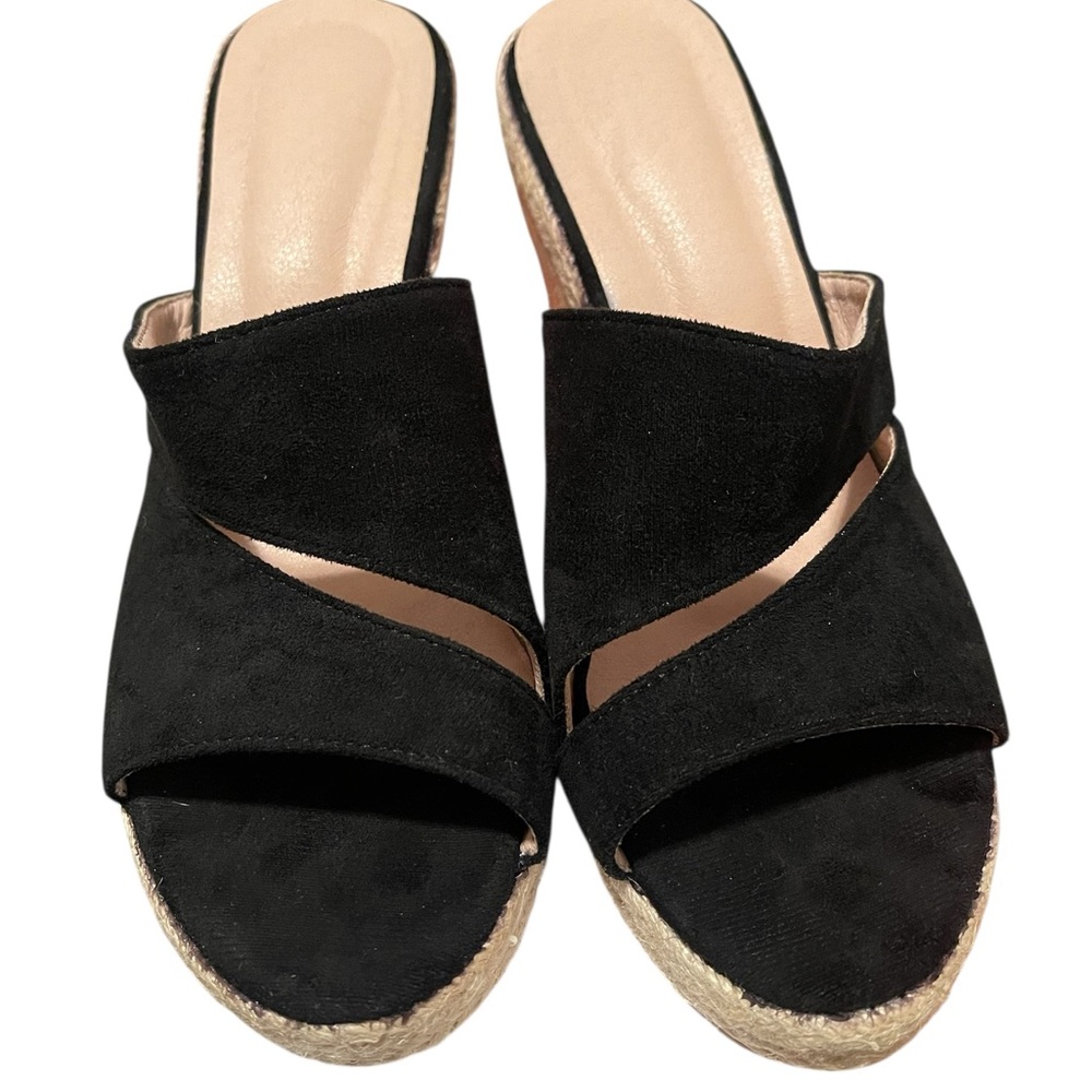 Elegant Black Women's Slide Wedge Sandals
